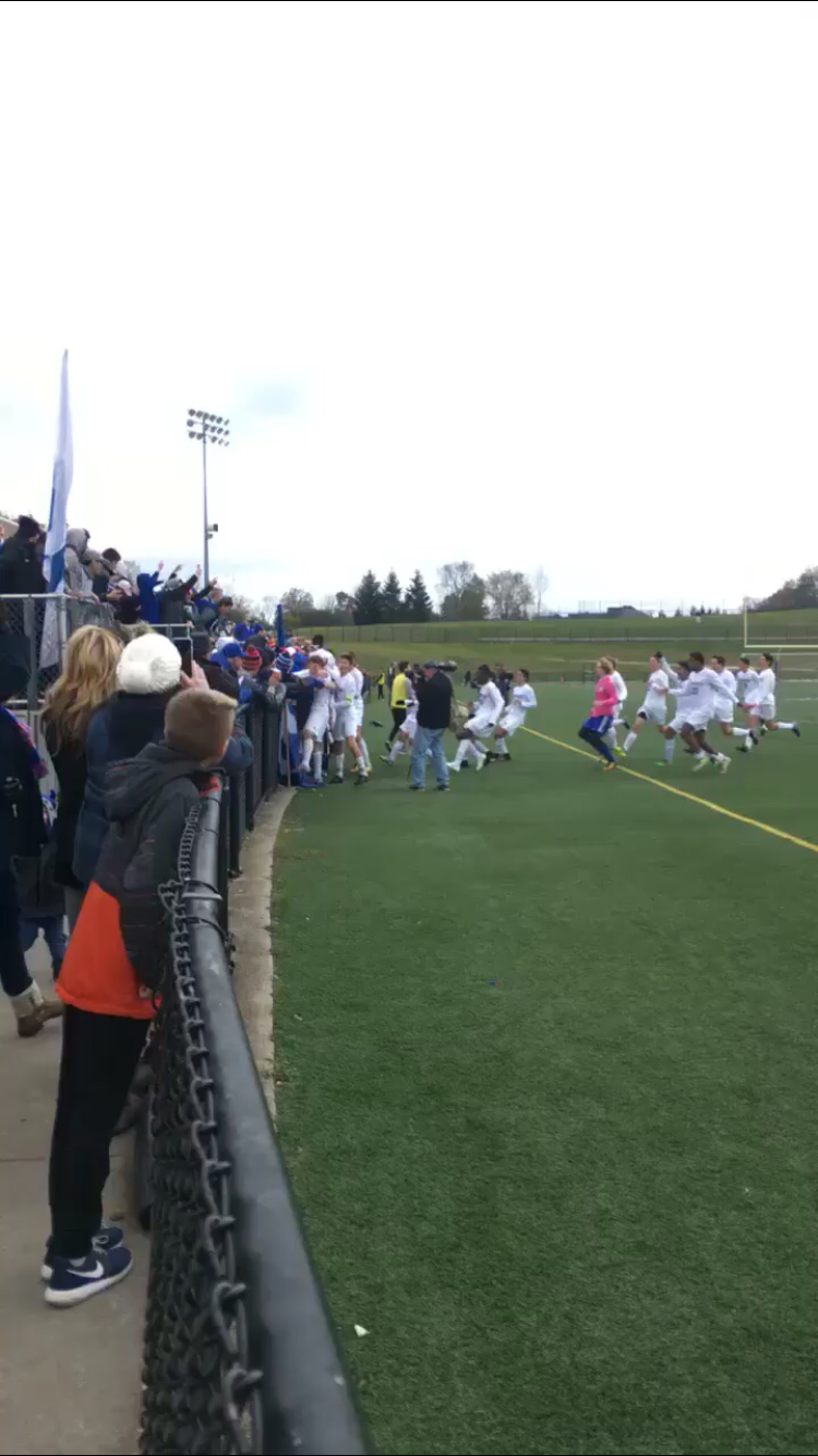 This is when the final whistle blew and Detroit Catholic Central ran to the student section to celebrate after winning the State Championship game!
