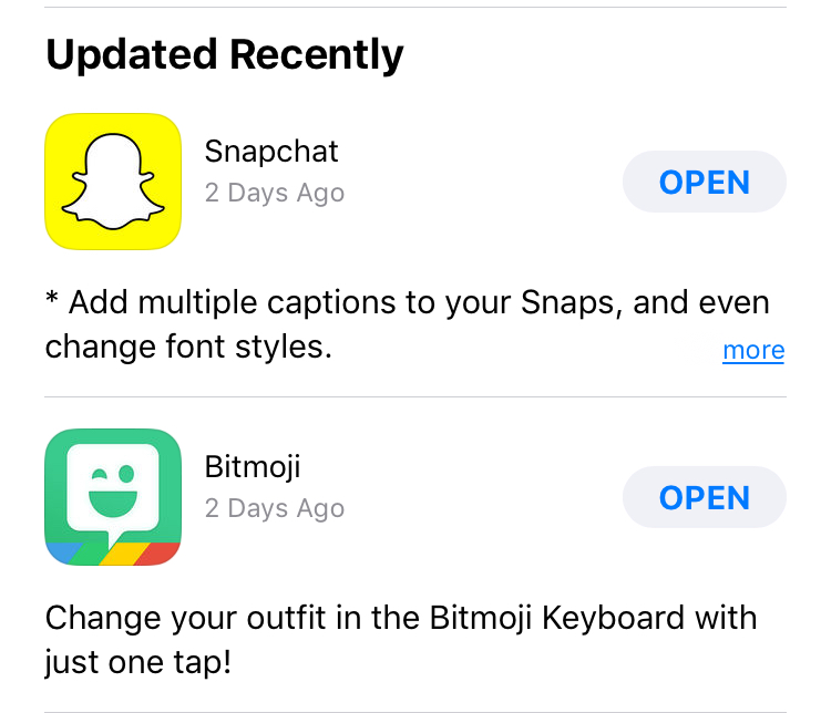 Snapchat and Bitmoji has been updated on Emerson Lukomskis, 7th grader WMS, phone. 