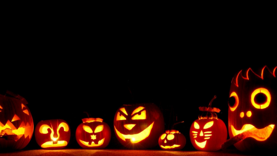 Eugenes pumpkins that sit outside his house waiting for trick-or-treaters. 