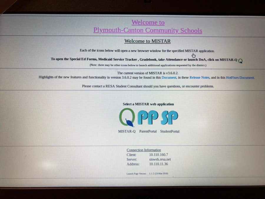 MiStar login page students use to check their grades.