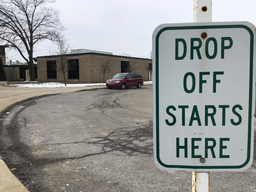 The drop-off sign in front of West Middle School. 