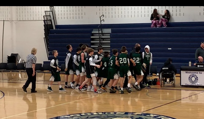 West Boys Basketball at half-time during the Liberty Middle School game. 