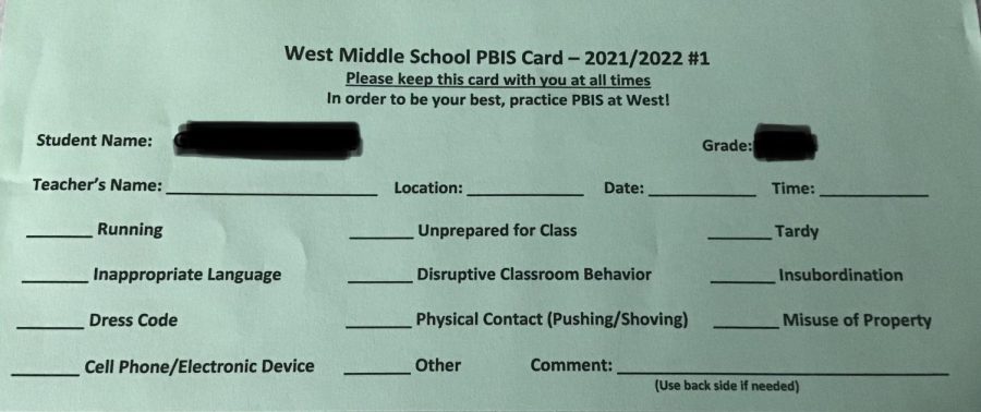 A West Student green card.