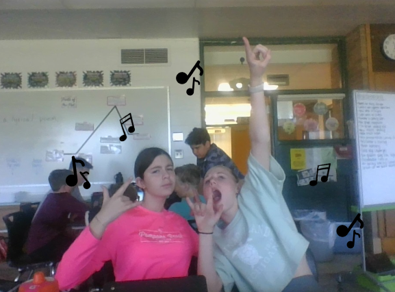 two students jamming out!