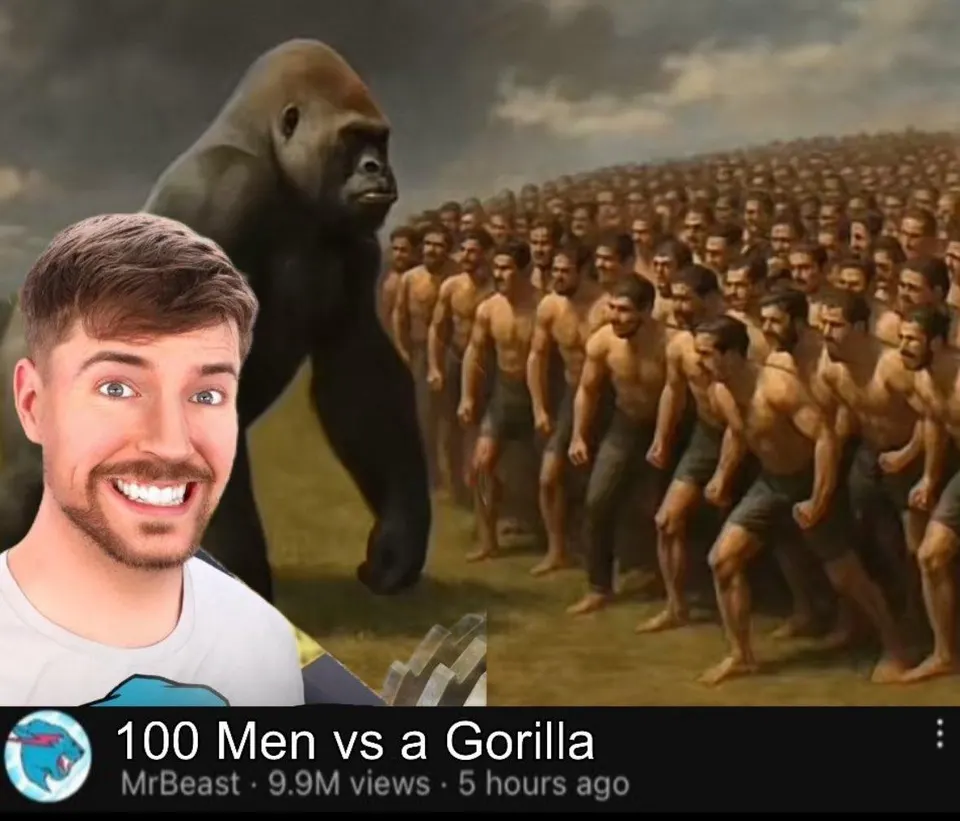 The viral "100 Men vs a Gorilla" meme