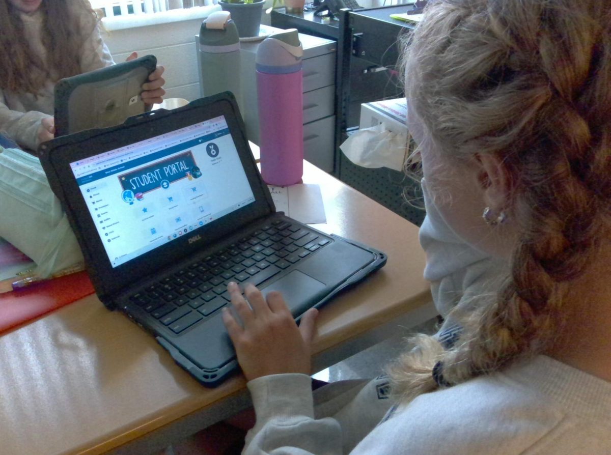 Student logging into the PBIS rewards system.