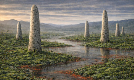 An artist's depiction of Prototaxites